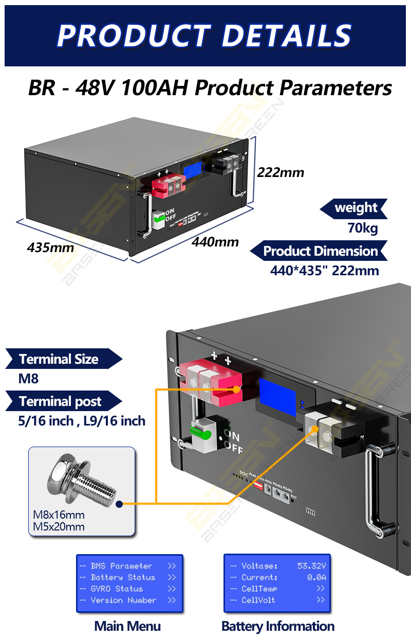 Basen 48V 100Ah LiFePO4 Battery Pack 6000 Times Cycles